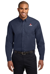 Long Sleeve Button Down Shirt - Navy Tall